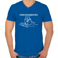PRINTFASHION Hörcsögmentés - Férfi V-nyakú póló - Királykék
