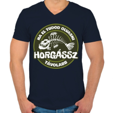 PRINTFASHION Horgássz Távolabb - Férfi V-nyakú póló - Sötétkék férfi póló