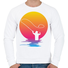 PRINTFASHION Horgász a naplementében - Férfi pulóver - Fehér