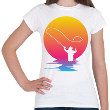 PRINTFASHION Horgász a naplementében - Női póló - Fehér női póló