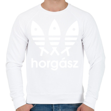 PRINTFASHION Horgász adidas márkaparódia - Férfi pulóver - Fehér