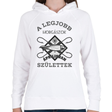 PRINTFASHION Horgász április - Női kapucnis pulóver - Fehér