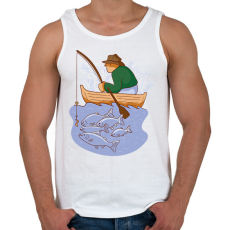 PRINTFASHION Horgász - Férfi atléta - Fehér