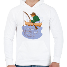 PRINTFASHION Horgász - Férfi kapucnis pulóver - Fehér