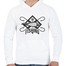 PRINTFASHION horgász - Férfi kapucnis pulóver - Fehér