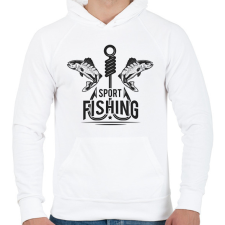 PRINTFASHION horgász - Férfi kapucnis pulóver - Fehér férfi pulóver, kardigán