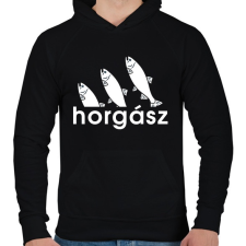 PRINTFASHION Horgász - Férfi kapucnis pulóver - Fekete férfi pulóver, kardigán