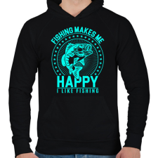 PRINTFASHION horgász - Férfi kapucnis pulóver - Fekete férfi pulóver, kardigán