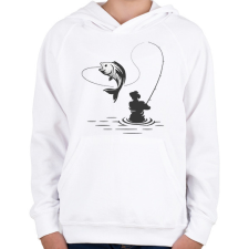 PRINTFASHION Horgász  - Gyerek kapucnis pulóver - Fehér gyerek pulóver, kardigán