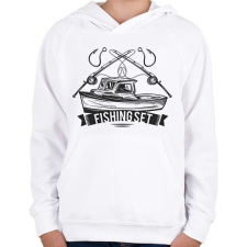 PRINTFASHION Horgász - Gyerek kapucnis pulóver - Fehér gyerek pulóver, kardigán