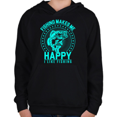 PRINTFASHION horgász - Gyerek kapucnis pulóver - Fekete