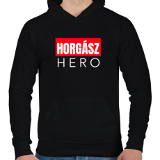 PRINTFASHION HORGÁSZ HERO - Férfi kapucnis pulóver - Fekete
