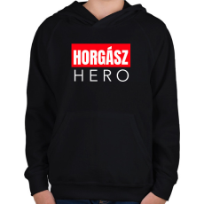 PRINTFASHION HORGÁSZ HERO - Gyerek kapucnis pulóver - Fekete