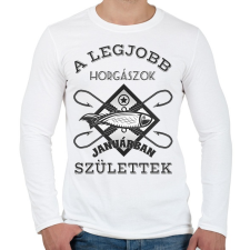 PRINTFASHION Horgász január - Férfi hosszú ujjú póló - Fehér férfi póló