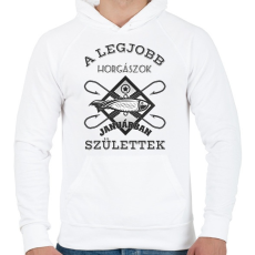 PRINTFASHION Horgász január - Férfi kapucnis pulóver - Fehér