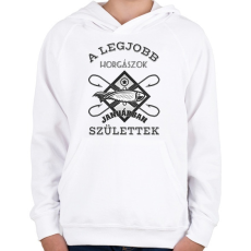 PRINTFASHION Horgász január - Gyerek kapucnis pulóver - Fehér