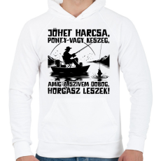 PRINTFASHION Horgász leszek - Férfi kapucnis pulóver - Fehér