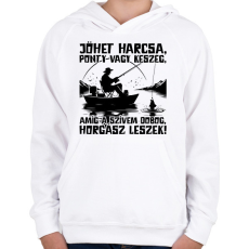 PRINTFASHION Horgász leszek - Gyerek kapucnis pulóver - Fehér