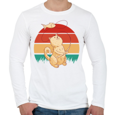 PRINTFASHION Horgász macska - Férfi hosszú ujjú póló - Fehér