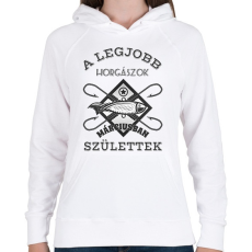 PRINTFASHION Horgász március - Női kapucnis pulóver - Fehér