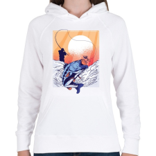 PRINTFASHION Horgász - Női kapucnis pulóver - Fehér női pulóver, kardigán