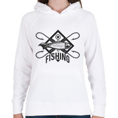 PRINTFASHION horgász - Női kapucnis pulóver - Fehér