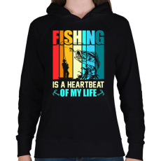 PRINTFASHION horgász - Női kapucnis pulóver - Fekete