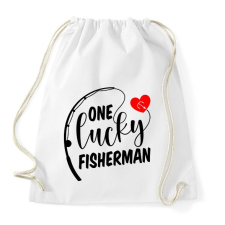 PRINTFASHION Horgász páros - egy szerencsés horgász - Sportzsák, Tornazsák - Fehér tornazsák