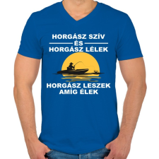 PRINTFASHION Horgász szív - Férfi V-nyakú póló - Királykék férfi póló