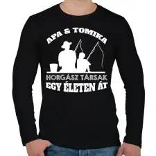 PRINTFASHION Horgász társ - Apa és fia névvel - Férfi hosszú ujjú póló - Fekete férfi póló