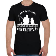 PRINTFASHION Horgász társak - Apa és lány névvel - Férfi póló - Fekete
