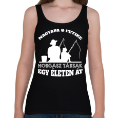 PRINTFASHION Horgász társak - Nagyapa és fiú unok névvel - Női atléta - Fekete