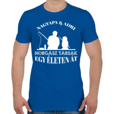 PRINTFASHION Horgász társak - Nagyapa és unoka névvel - Férfi póló - Királykék