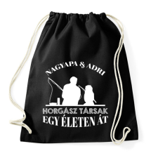 PRINTFASHION Horgász társak - Nagyapa és unoka névvel - Sportzsák, Tornazsák - Fekete tornazsák