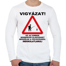 PRINTFASHION HORGÁSZ VESZÉLY - Férfi hosszú ujjú póló - Fehér férfi póló