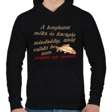 PRINTFASHION Horgászat móka és kacagás - Férfi kapucnis pulóver - Fekete férfi pulóver, kardigán