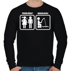 PRINTFASHION Horgászat - probléma megoldva - Férfi pulóver - Fekete