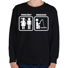 PRINTFASHION Horgászat - probléma megoldva - Gyerek pulóver - Fekete