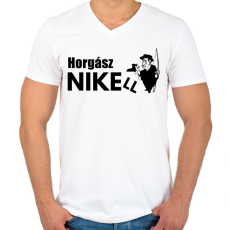 PRINTFASHION HORGÁSZNI KELL - Férfi V-nyakú póló - Fehér