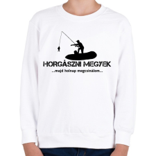 PRINTFASHION Horgászni megyek majd holnap megcsinálom  - Gyerek pulóver - Fehér gyerek pulóver, kardigán
