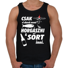 PRINTFASHION Horgászni & sört inni - Férfi atléta - Fekete