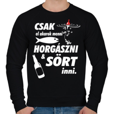 PRINTFASHION Horgászni & sört inni - Férfi pulóver - Fekete