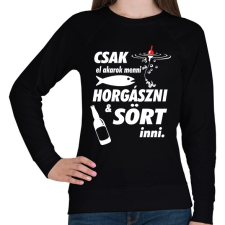 PRINTFASHION Horgászni & sört inni - Női pulóver - Fekete női pulóver, kardigán
