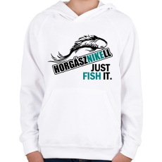 PRINTFASHION horgásznikell3 - Gyerek kapucnis pulóver - Fehér