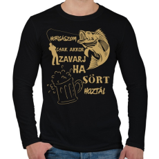PRINTFASHION Horgászom csak akkor zavarj ha sört hoztál  - Férfi hosszú ujjú póló - Fekete