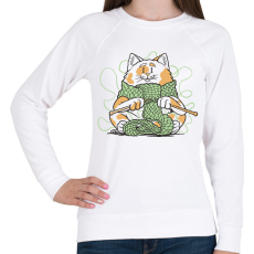 PRINTFASHION Horgoló macska - Női pulóver - Fehér