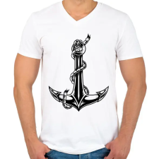 PRINTFASHION Horgony  - Férfi V-nyakú póló - Fehér férfi póló