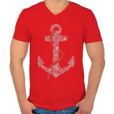 PRINTFASHION Horgony - Férfi V-nyakú póló - Piros