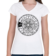 PRINTFASHION horoszkóp bak fekete - Női V-nyakú póló - Fehér