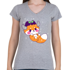 PRINTFASHION Horoszkóp - BIKA - Női V-nyakú póló - Sport szürke női póló